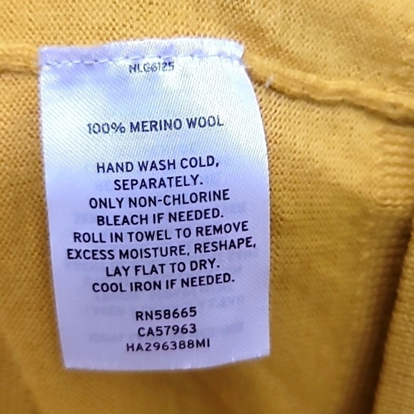 HALOGEN WOMEN'S 100%MERINO WOOL BUTTON FRONT CARDIGAN YELLOW SIZE L - Picture 7 of 9